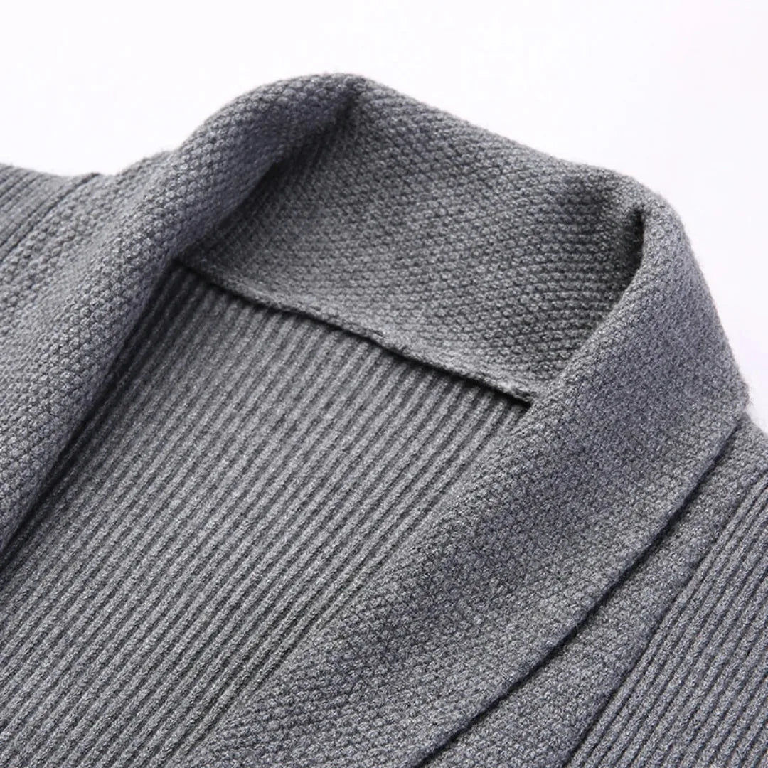 Hugo | Lange cardigan met open voorkant en ribbelstructuur