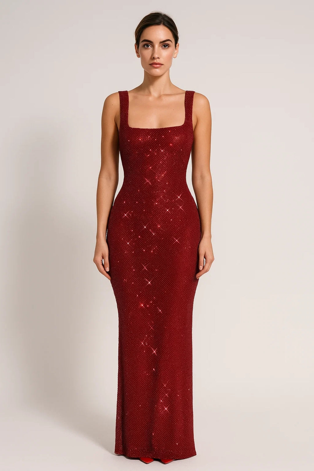 Maxi Jurk Dames - Strapless Look met Vierkante Hals | Gala