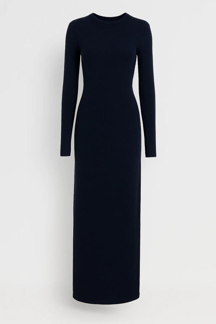 Maxi Jurk Dames - Bodycon Lange Mouwen met Ronde Hals | Elegant
