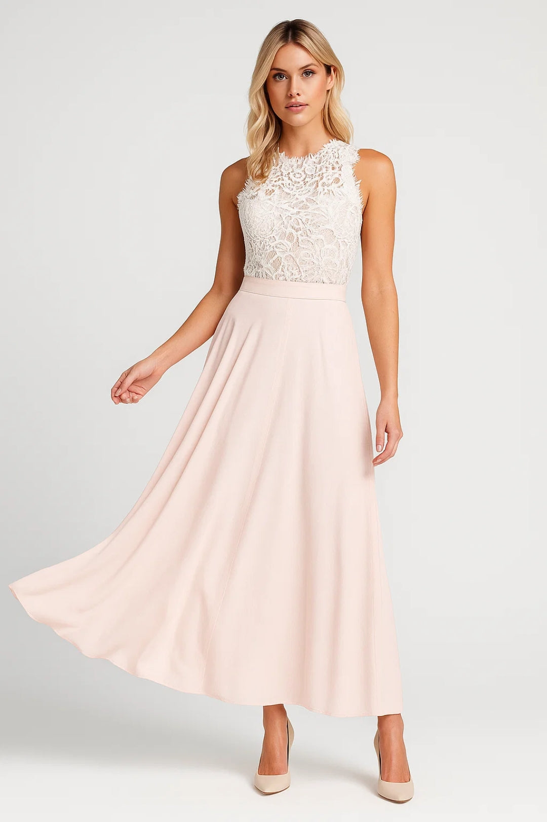 Maxi Jurk Dames - Mouwloos met Gestructureerd Bovendeel | Elegant