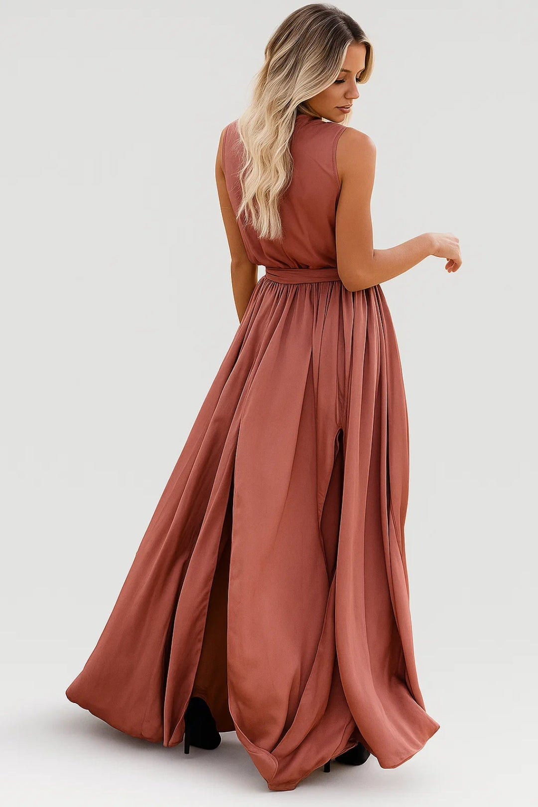 Maxi Jurk Dames - Wikkel Stijl met V-hals en Split | Elegant