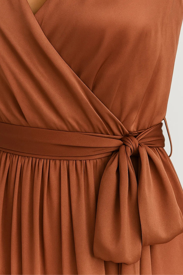 Maxi Jurk Dames - Wikkel Stijl met V-hals en Split | Elegant