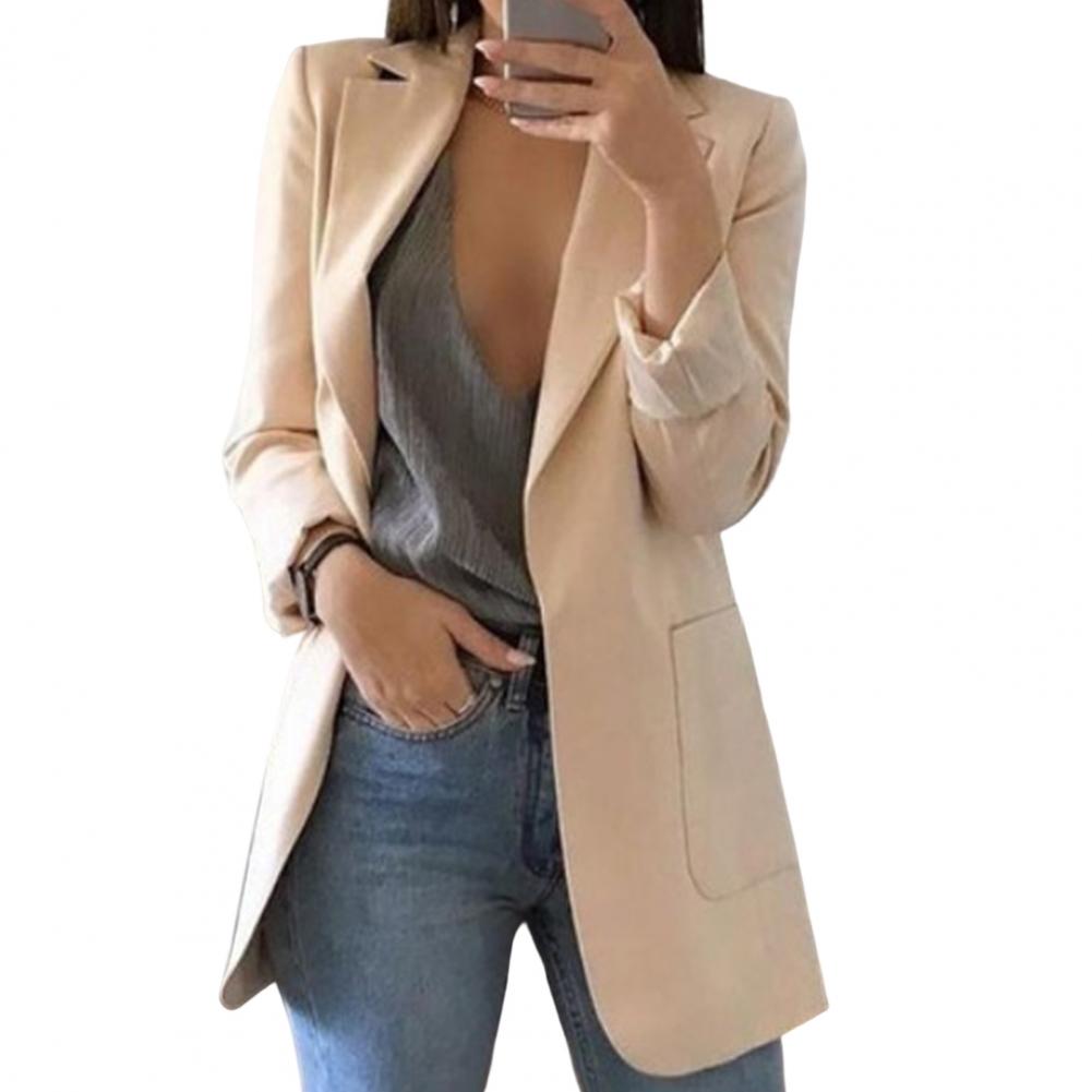 Lange Blazer Vrouwen met Klassieke Revers