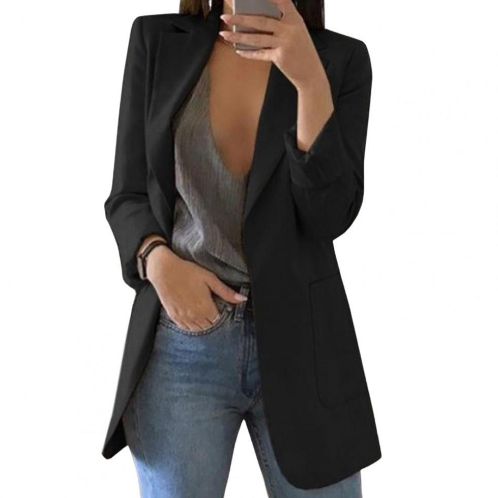 Lange Blazer Vrouwen met Klassieke Revers