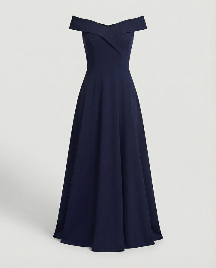 Lara - Elegante Bruiloft Gastenjurk Dames Maxi met Off-Shoulder en A-lijn Rok