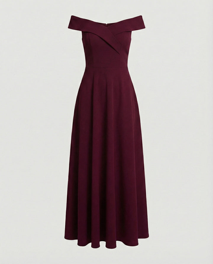 Lara - Elegante Bruiloft Gastenjurk Dames Maxi met Off-Shoulder en A-lijn Rok