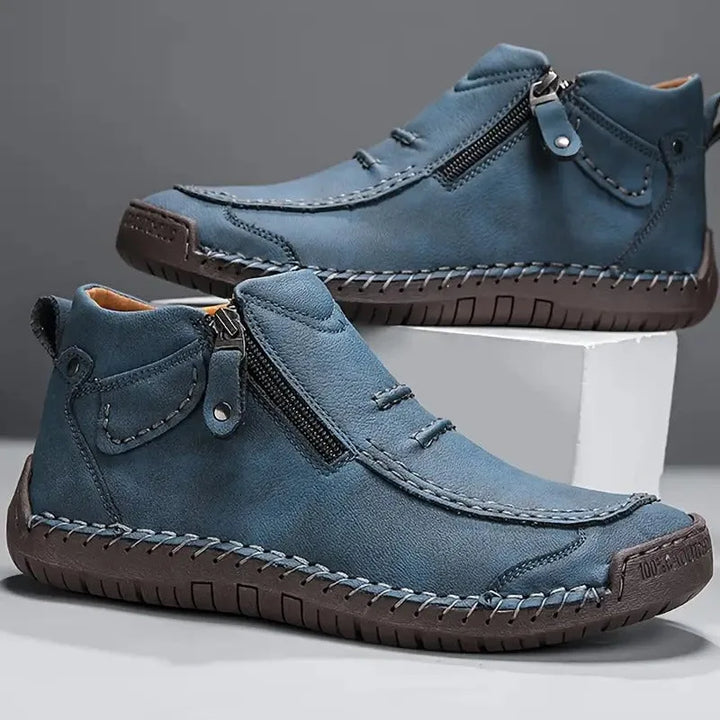 Orthopedische Unisex Leren schoenen met zijrits en rubberen zool