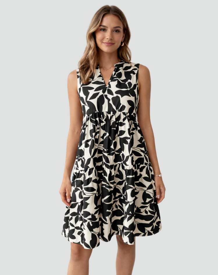 Zomerse Midi Jurk Met Print En V Hals Voor Dames