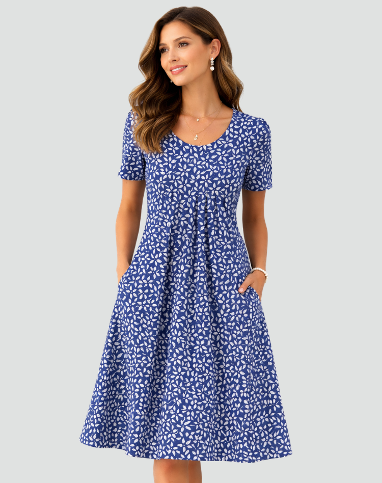 Luchtige Midi Zomerjurk Met Print En Zakken Voor Dames