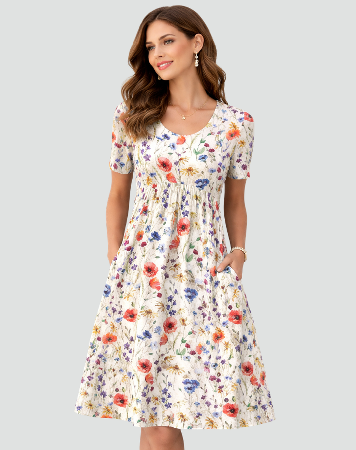 Luchtige Midi Zomerjurk Met Print En Zakken Voor Dames