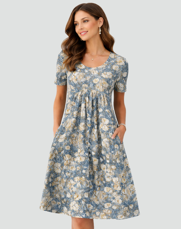 Luchtige Midi Zomerjurk Met Print En Zakken Voor Dames
