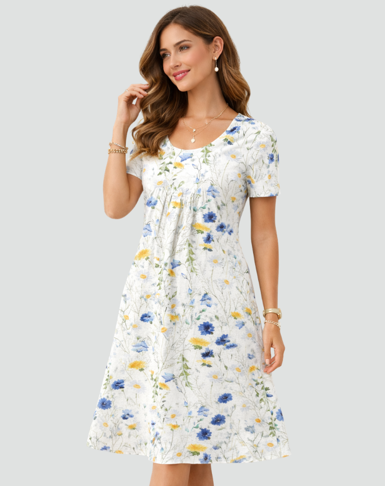 Luchtige Midi Zomerjurk Met Print En Zakken Voor Dames