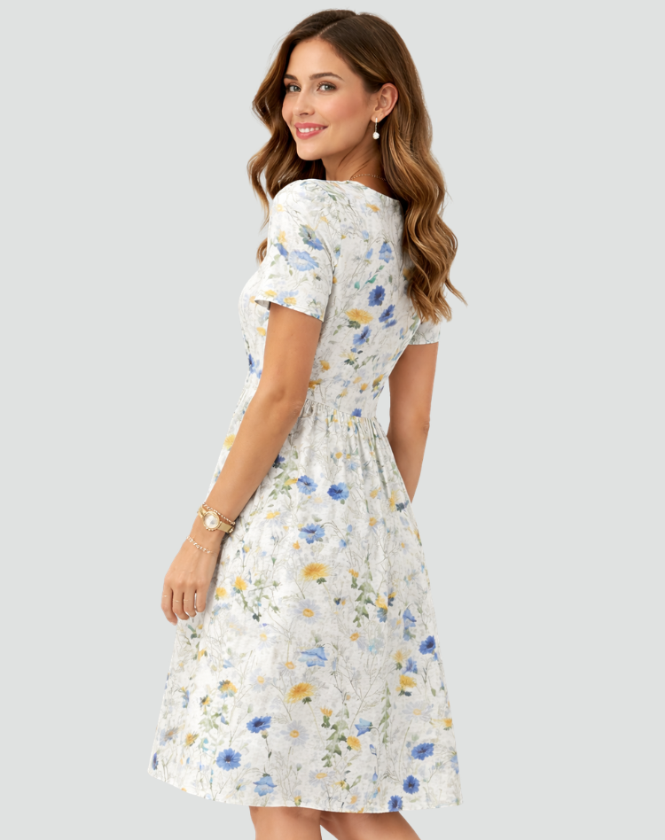Luchtige Midi Zomerjurk Met Print En Zakken Voor Dames