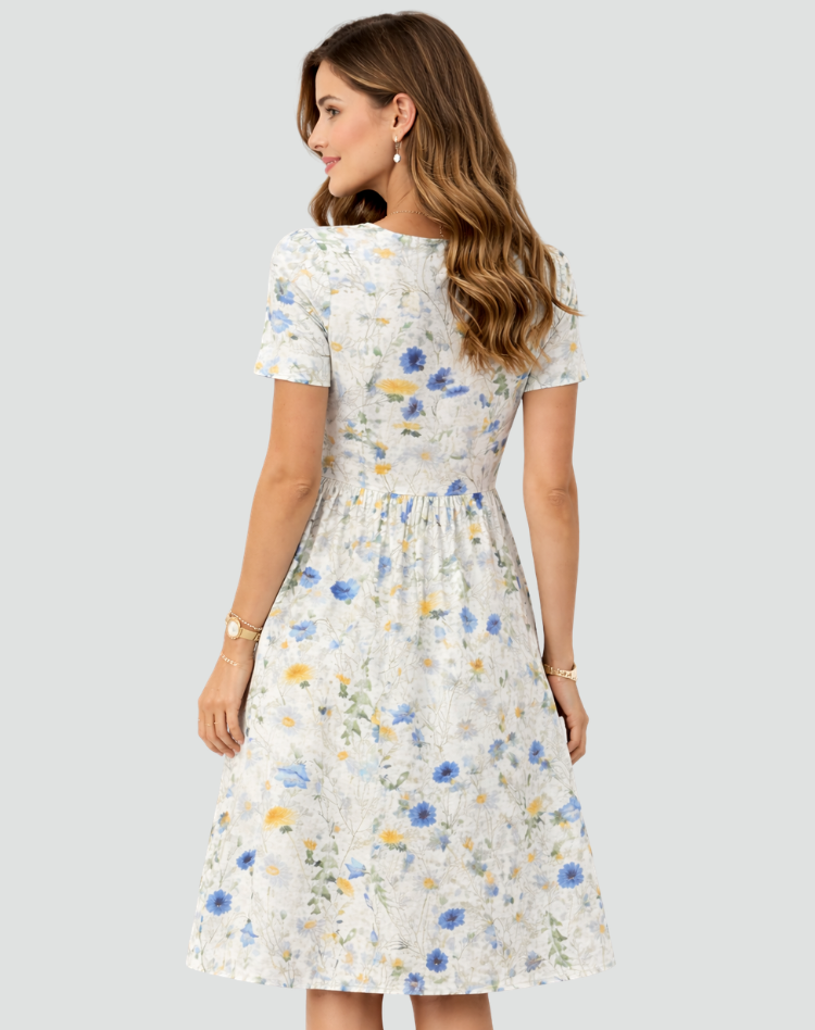 Luchtige Midi Zomerjurk Met Print En Zakken Voor Dames