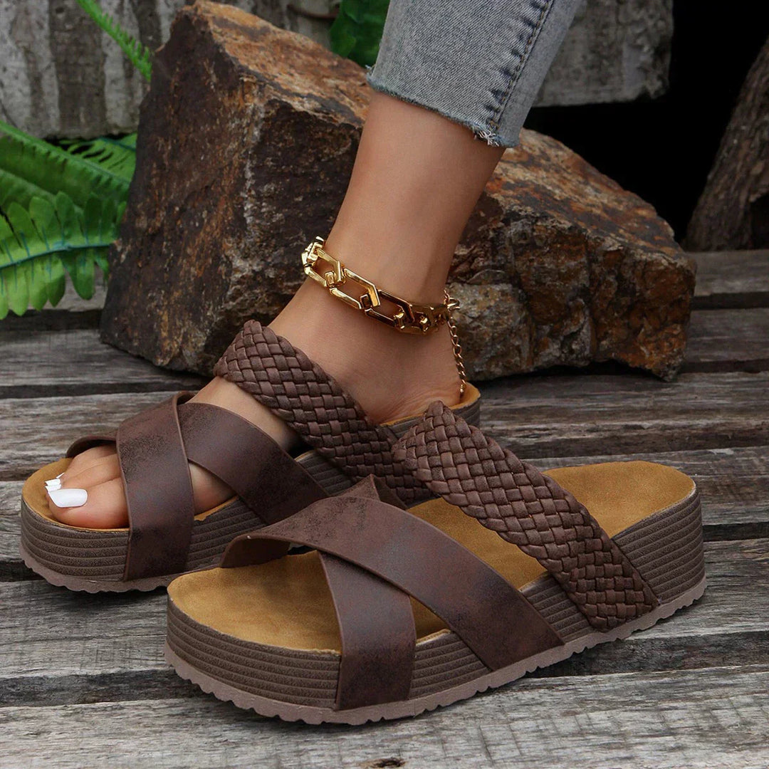 Lieke - Boho Orthopedische Sandalen Dames met Gevlochten Bandjes en Plateauzool