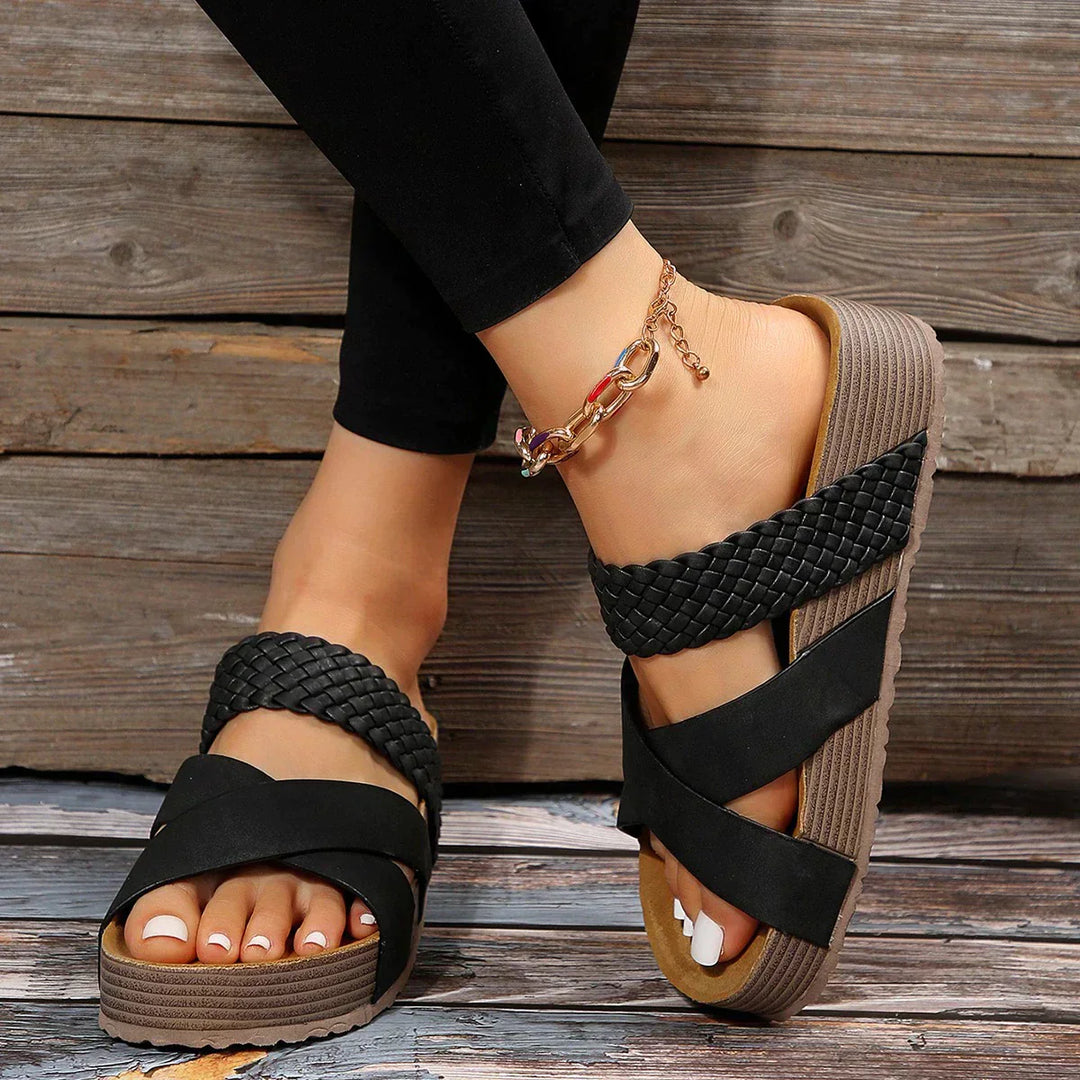 Lieke - Boho Orthopedische Sandalen Dames met Gevlochten Bandjes en Plateauzool