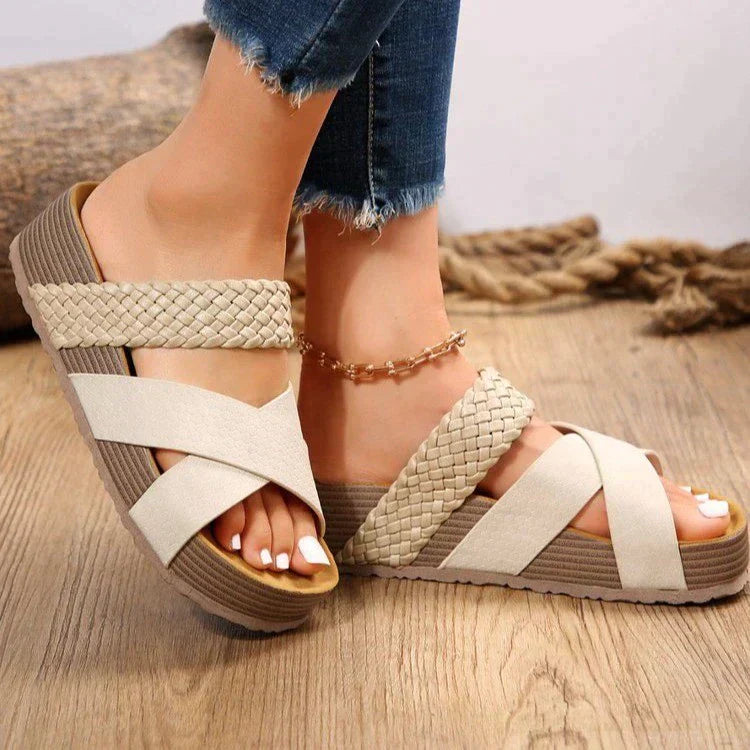 Lieke - Boho Orthopedische Sandalen Dames met Gevlochten Bandjes en Plateauzool