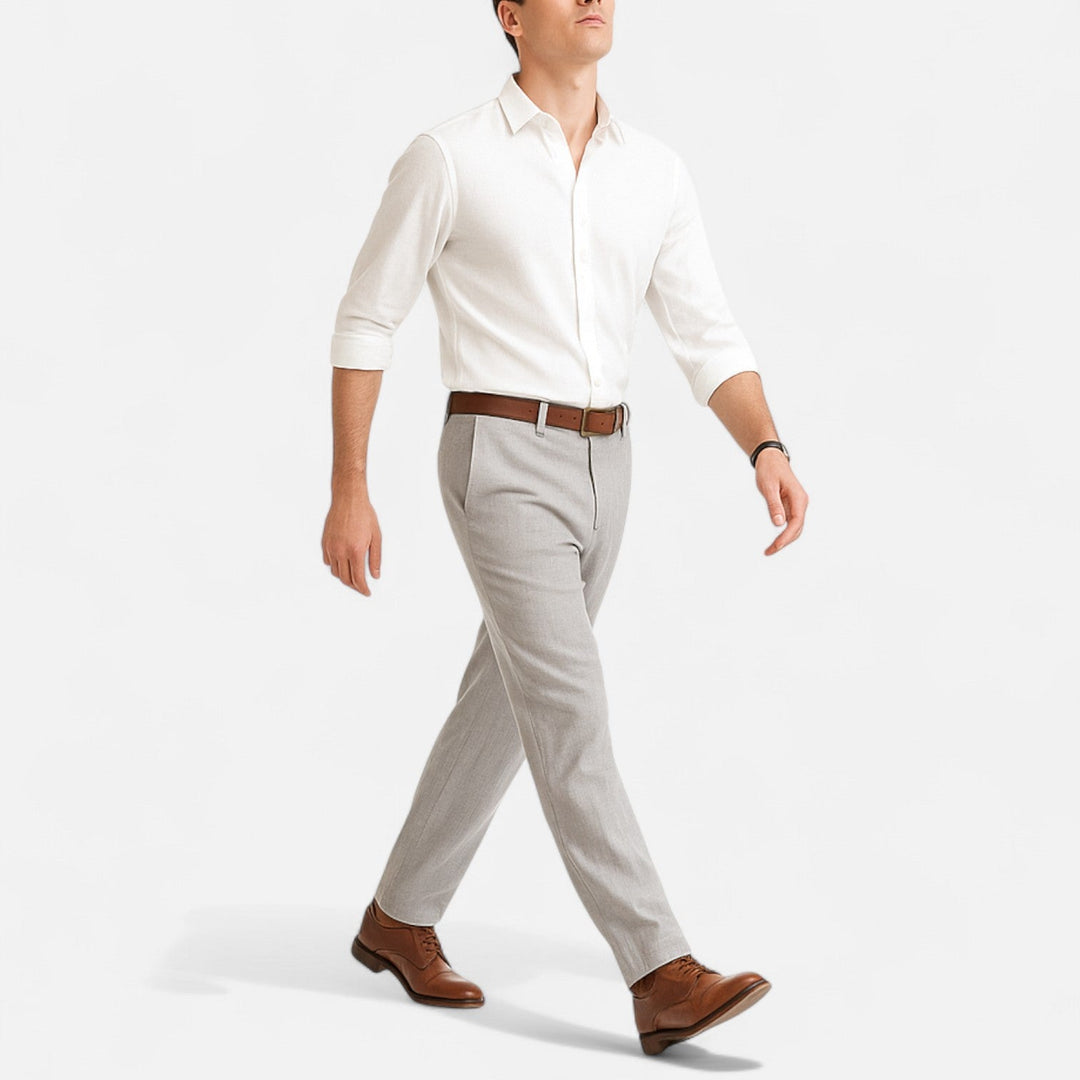 Linnen broek met elastische taille en zijzakken