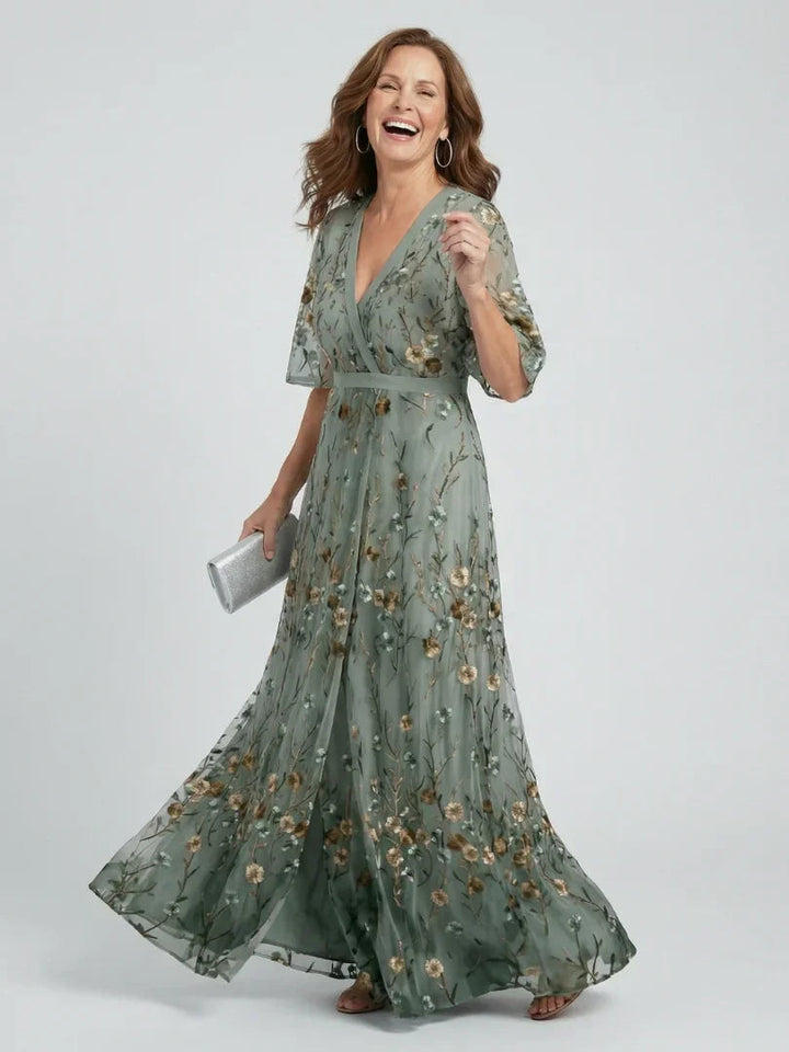 Lotte - Elegante Maxi Jurk Dames met Vlindermouwen en Bloemenprint