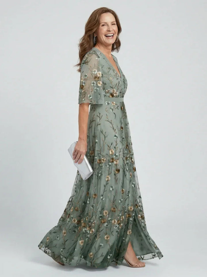 Lotte - Elegante Maxi Jurk Dames met Vlindermouwen en Bloemenprint