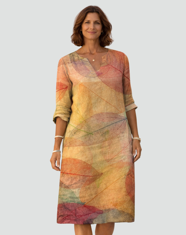 Bloemenprint Mini Jurk Met V Hals En Driekwart Mouwen