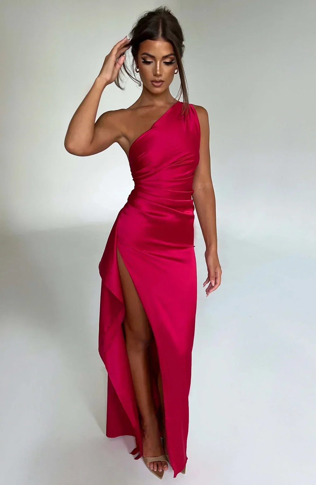Maud - Chique Bruiloft Gastenjurk Dames Maxi met One-Shoulder en Hoge Split