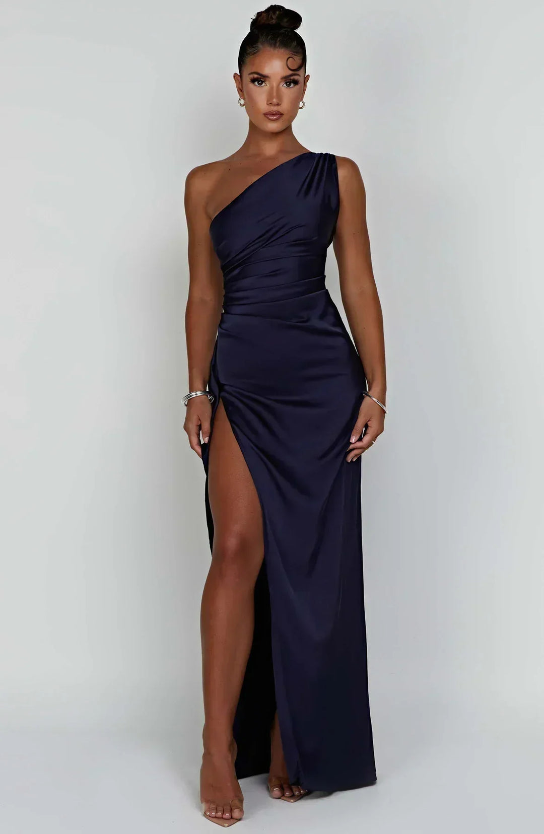 Maud - Chique Bruiloft Gastenjurk Dames Maxi met One-Shoulder en Hoge Split