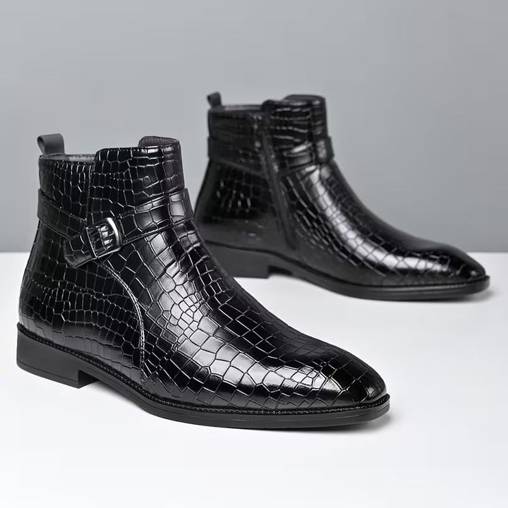 Mid-top laarzen met getextureerd bovenwerk en zijrits