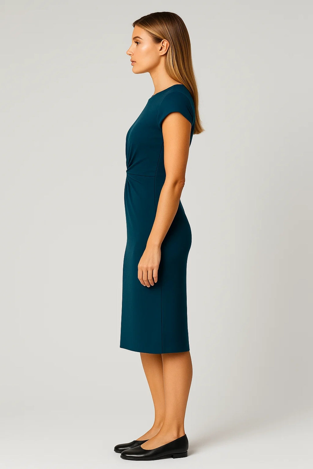 Midi Jurk Dames - Figuurvolgend met Twist Detail | Klassiek