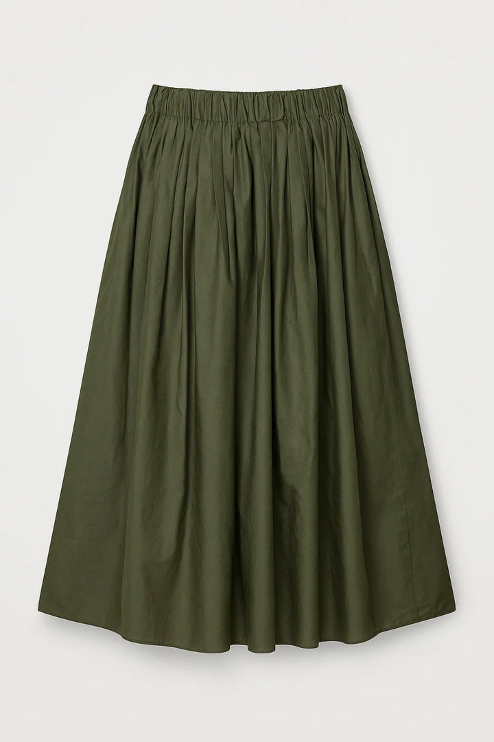 Midi Rok Dames - Wijdvallend met Elastische Taille en Plooien | Casual