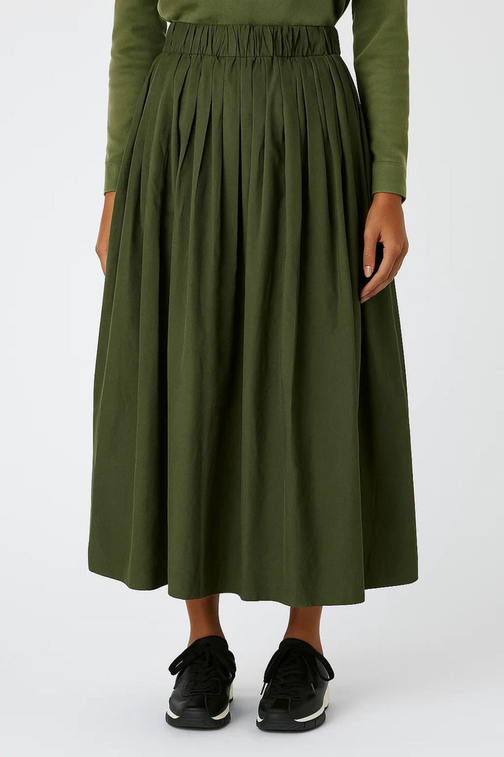 Midi Rok Dames - Wijdvallend met Elastische Taille en Plooien | Casual