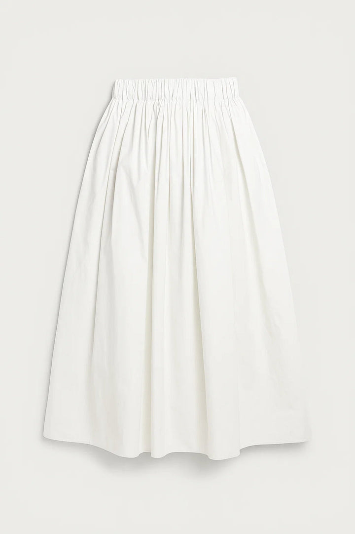 Midi Rok Dames - Wijdvallend met Elastische Taille en Plooien | Casual