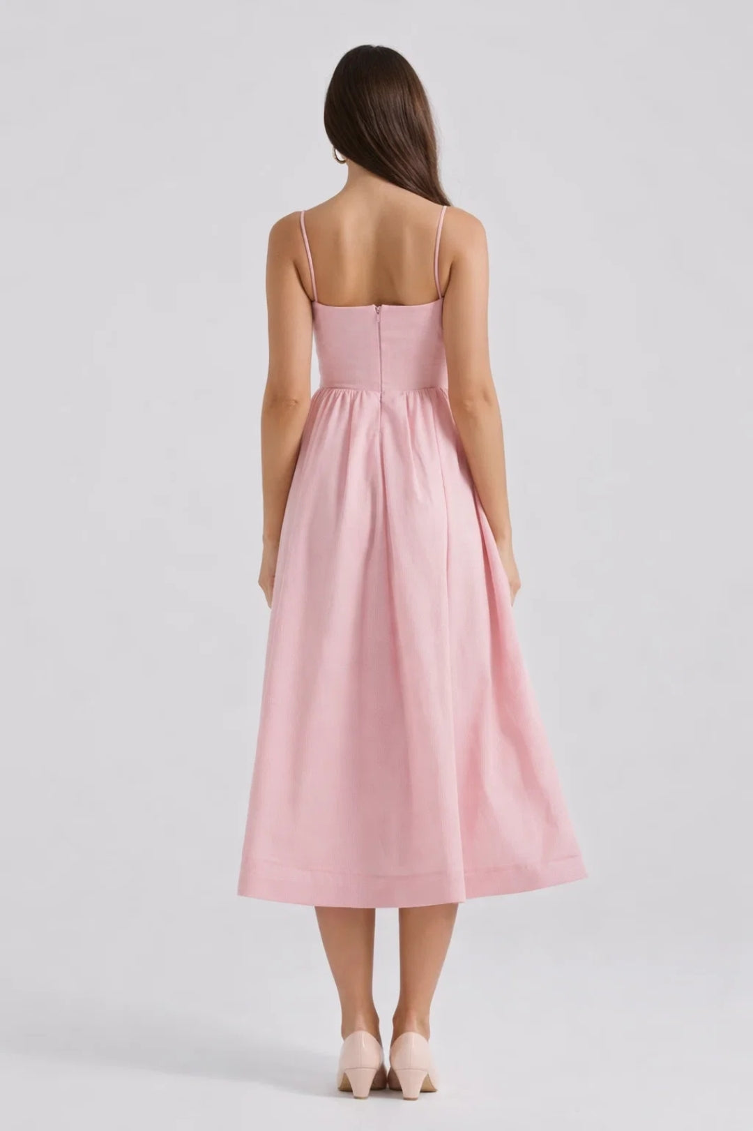 Midi Jurk Dames - Licht Geplooide Rok met Spaghettibandjes | Trendy