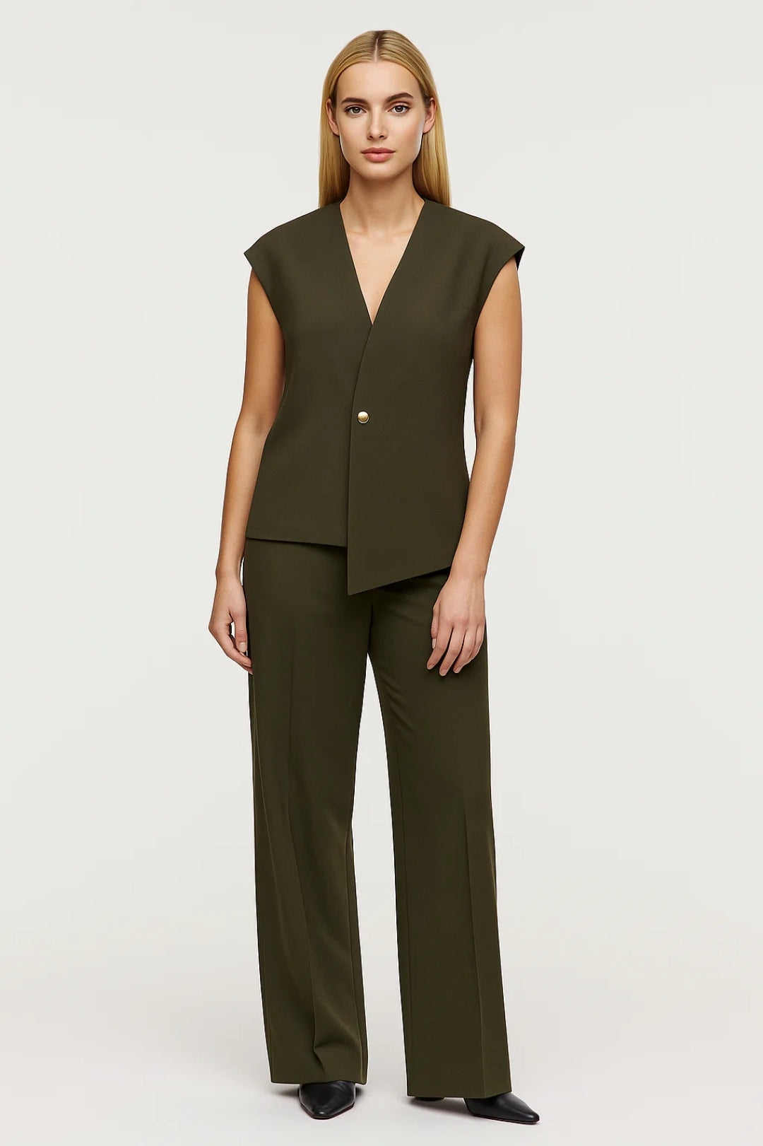 Set Dames - Mouwloos Vest met Wijde Broek | Chique