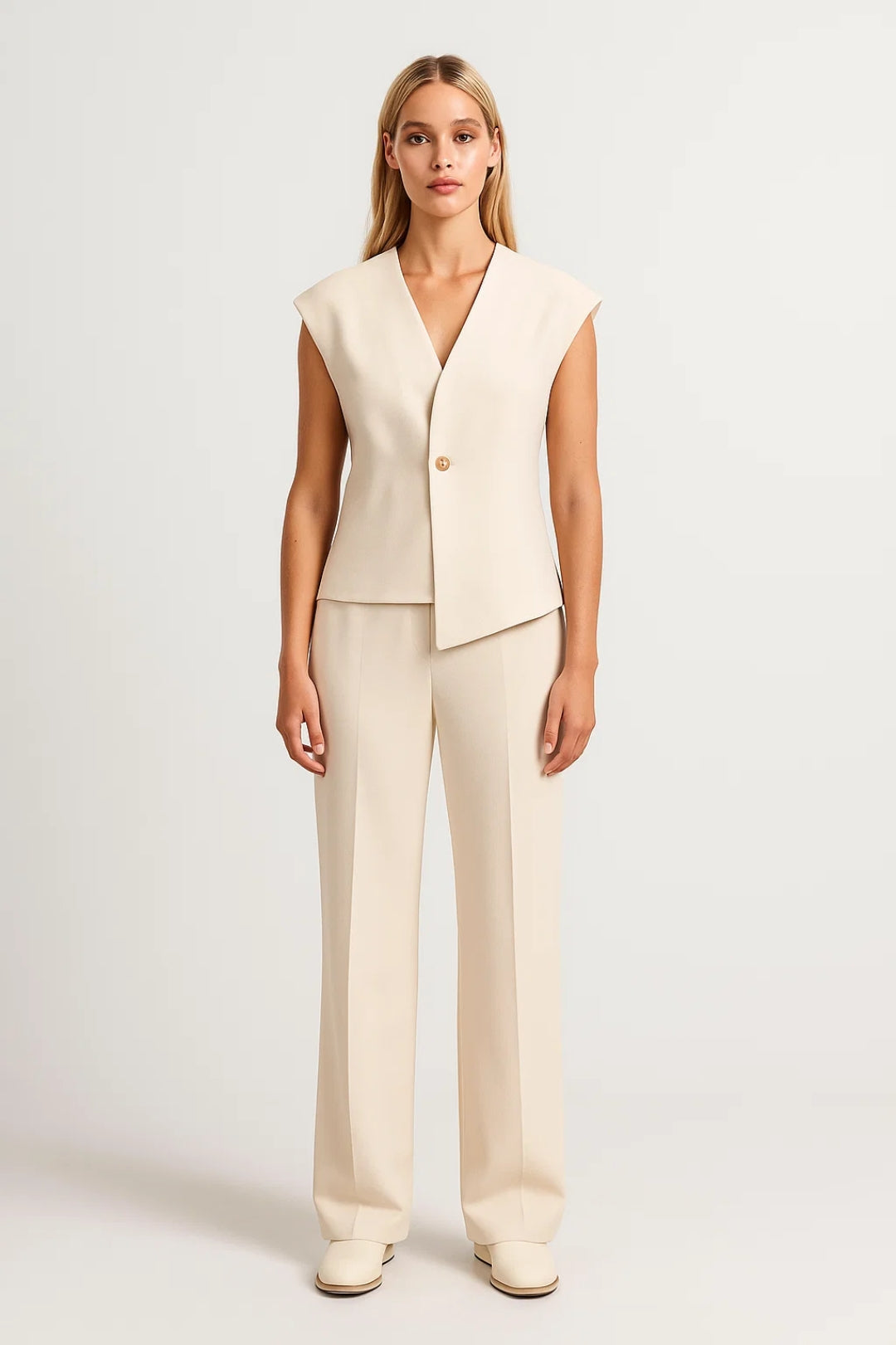 Set Dames - Mouwloos Vest met Wijde Broek | Chique