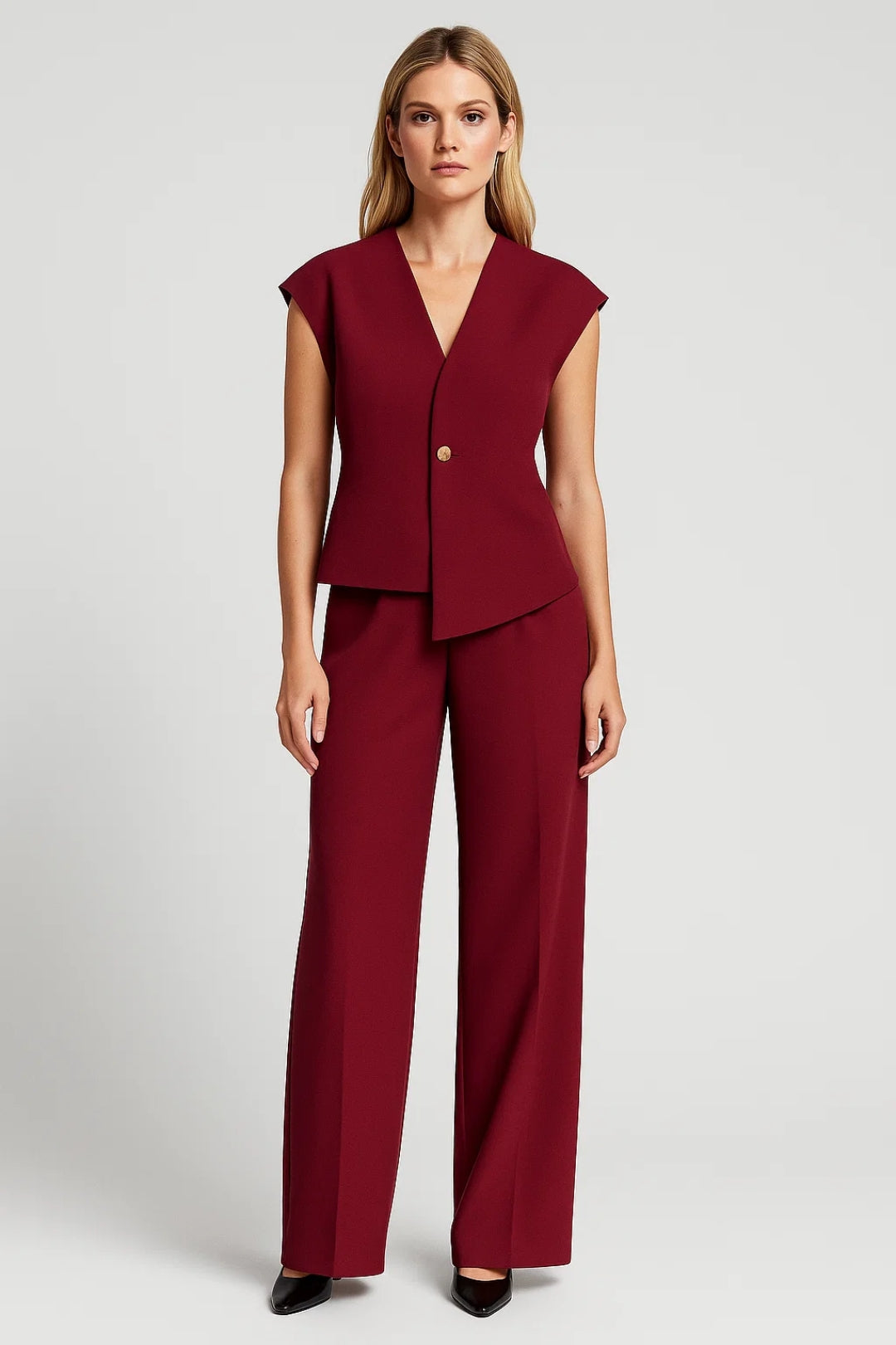 Set Dames - Mouwloos Vest met Wijde Broek | Chique
