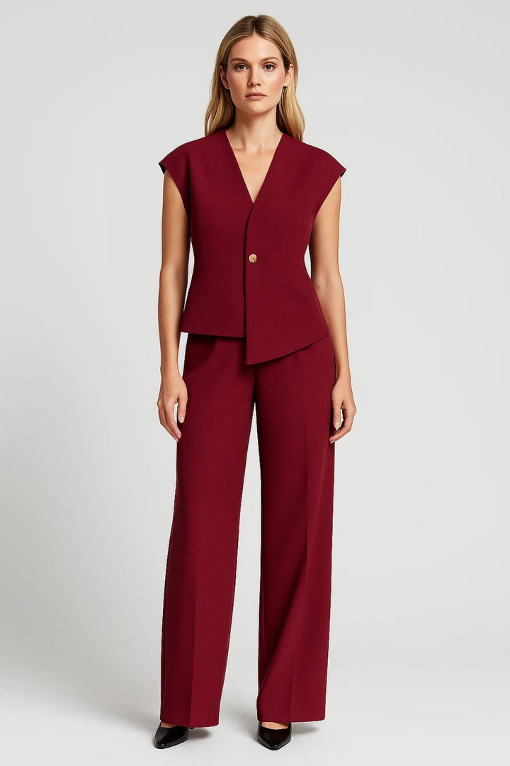 Set Dames - Mouwloos Vest met Wijde Broek | Chique