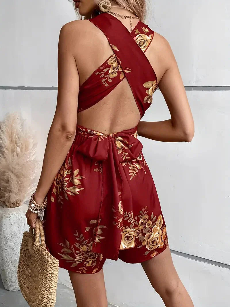 Mini Jurk voor Dames met Bloemenprint en Spaghettibandjes