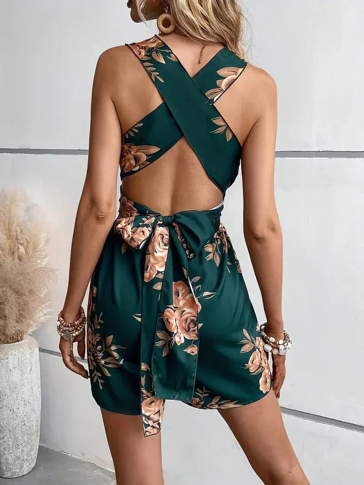 Mini Jurk voor Dames met Bloemenprint en Spaghettibandjes