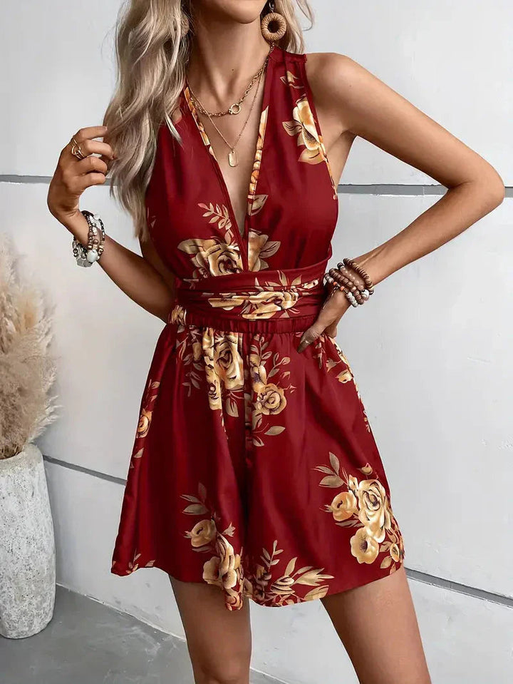 Mini Jurk voor Dames met Bloemenprint en Spaghettibandjes