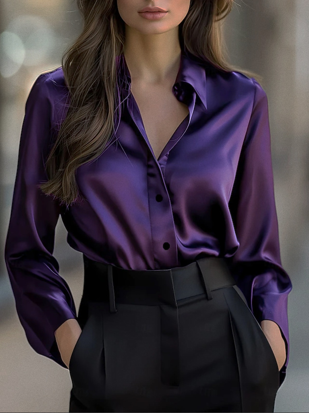Luxe Satijnen Blouse met Lange Mouwen voor Dames