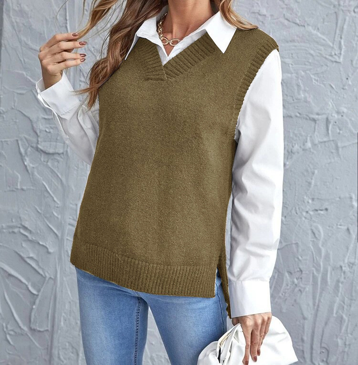 Gebreide V-hals Spencer Gilet voor Dames