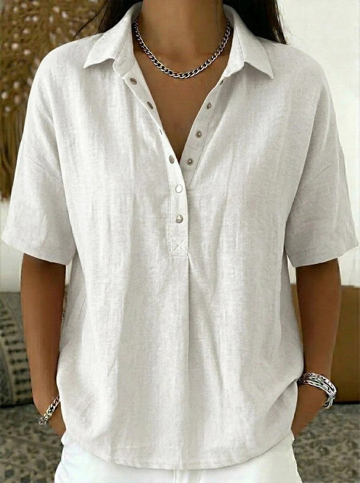 BLOUSE MET V-HALS EN KNOPEN VOOR VROUWEN