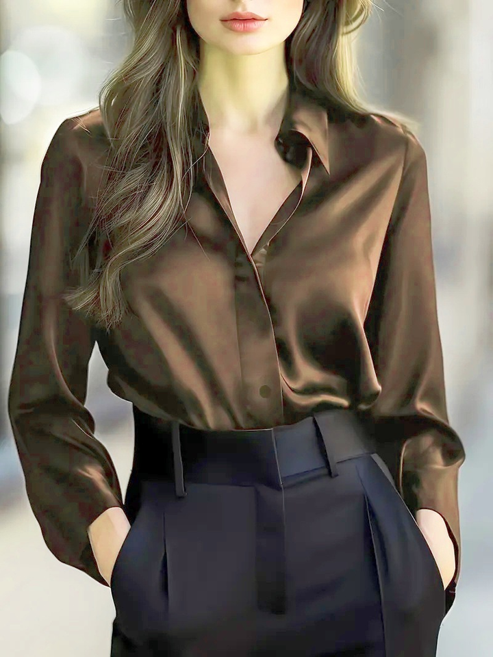 Luxe Satijnen Blouse met Lange Mouwen voor Dames