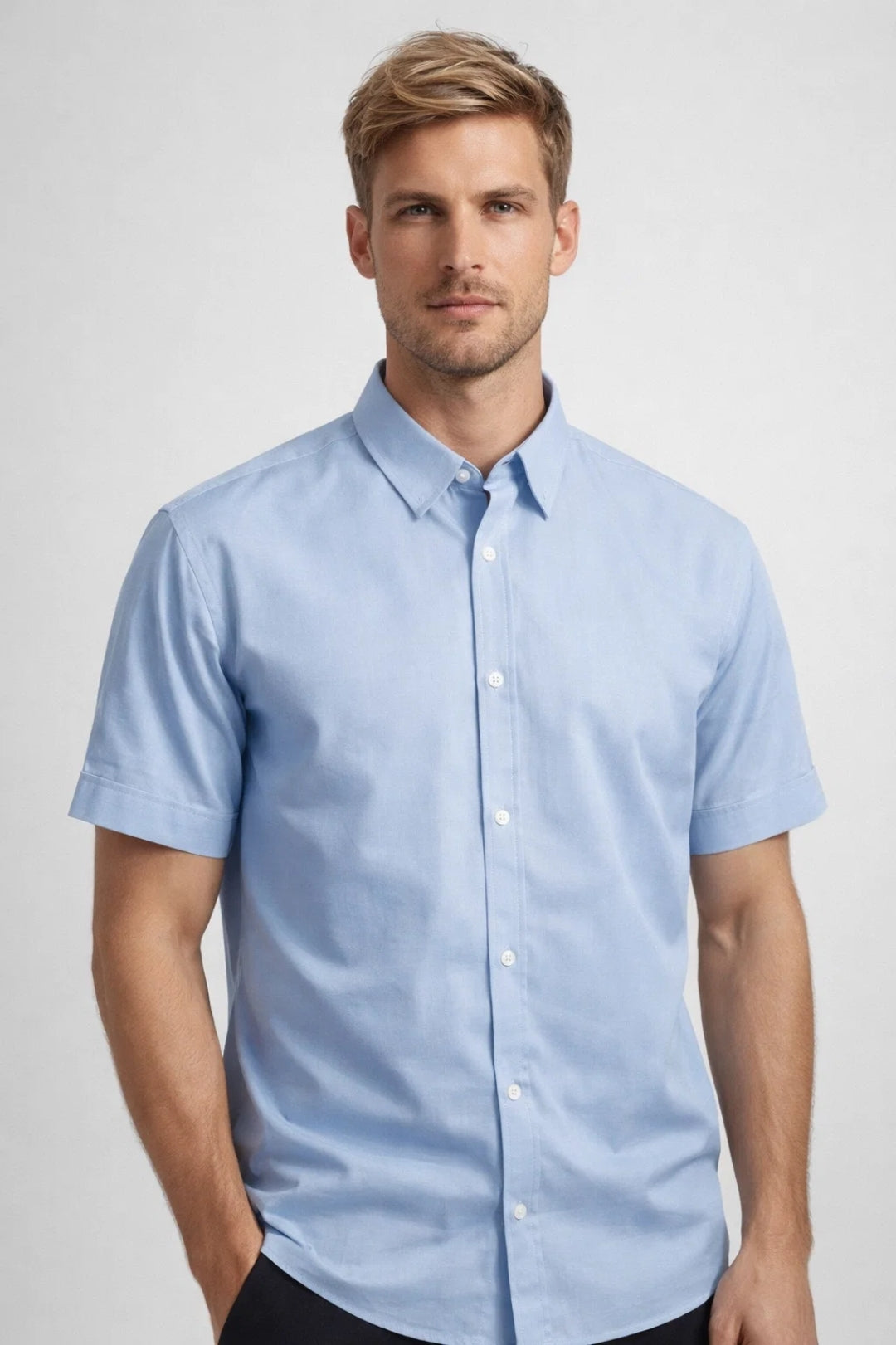 Overhemd Heren - Regular Fit Korte Mouw met Button-Down | Zomer