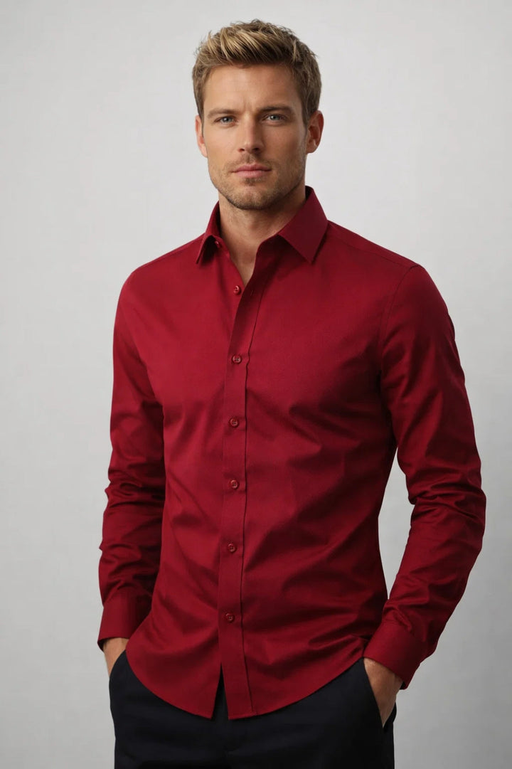 Overhemd Heren - Slim Fit Lange Mouw Klassieke Kraag | Formeel