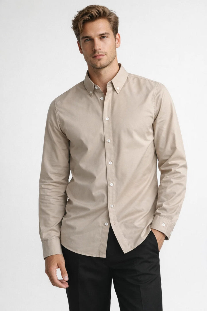 Overhemd Heren - Slim Fit Button-Down met Lange Mouw | Casual