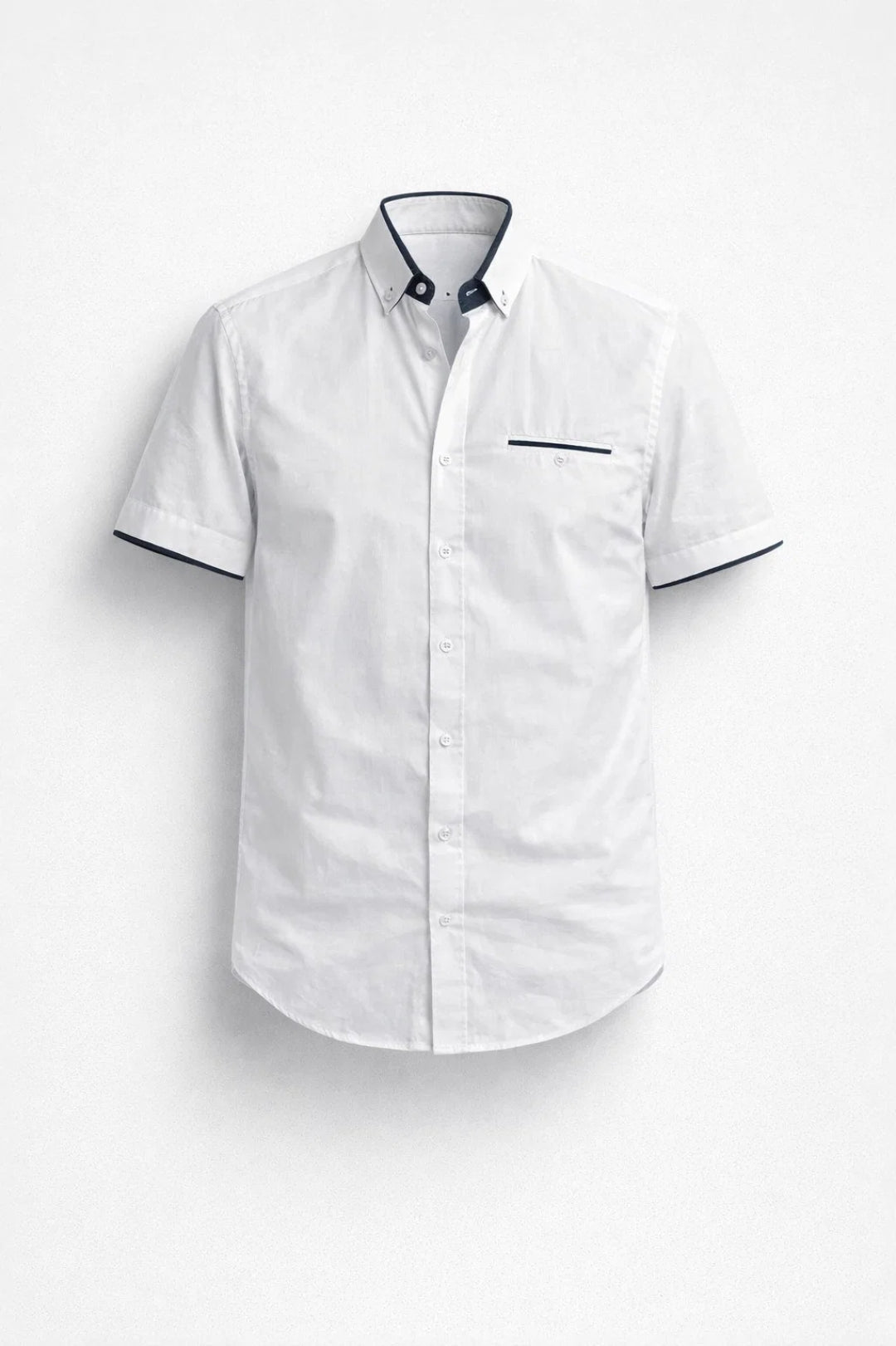 Overhemd Heren - Regular Fit Korte Mouw met Contrastdetail | Zomer