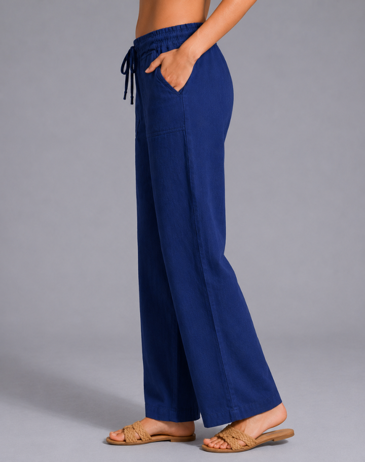 Comfortabele Wijde Broek Met Elastische Taille En Trekkoord Voor Dames