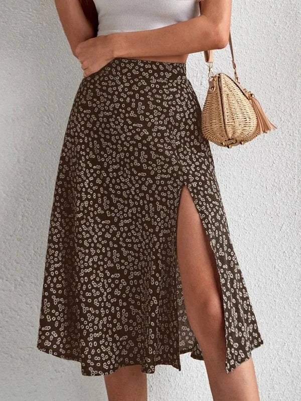 Dames Rok met Midi Lengte en Elegante Snit